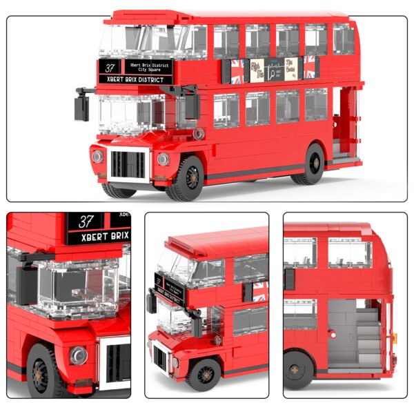 Vintage Double Decker Bus Building Blocks Set