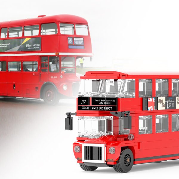 Vintage Double Decker Bus Building Blocks Set