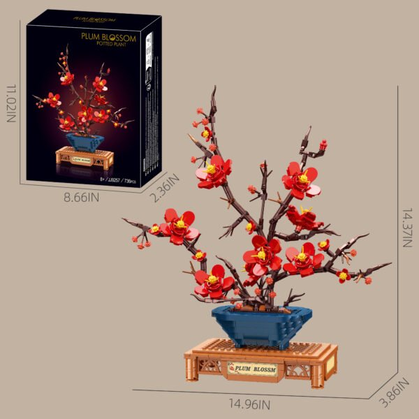 6 Plum Blossom Potted Plant Building Blocks Set