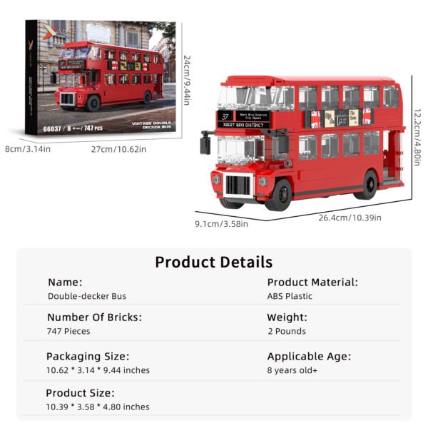 Vintage Double Decker Bus Building Blocks Set