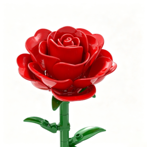 Blooming Red Rose Building Block Set