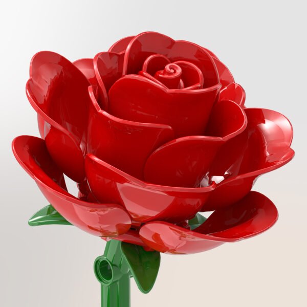 Blooming Red Rose Building Block Set