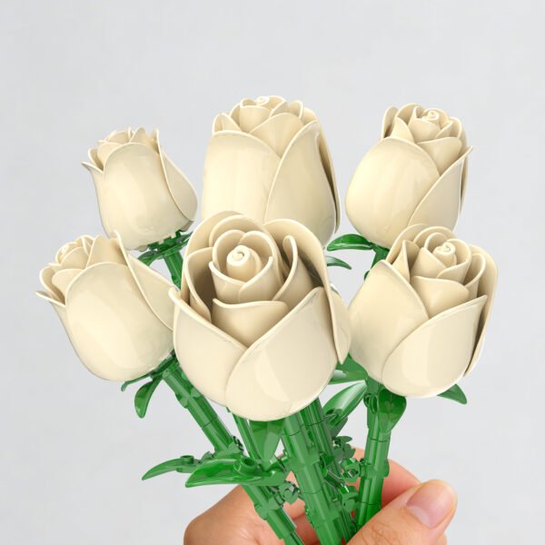 Cream Rose Bud Building Block Set