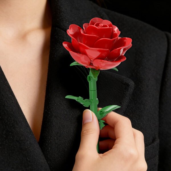 Blooming Red Rose Building Block Set