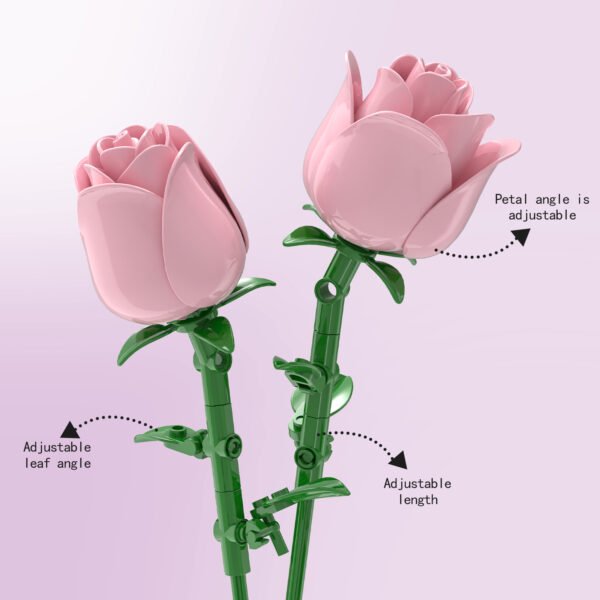 Pink Rose Bud Building Block Set