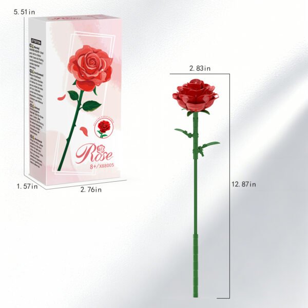 Blooming Red Rose Building Block Set