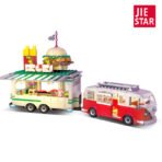 Movable Vintage Burger Truck Building Block Set