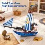 Xbert Pirate Ship Building Set, Sailboat Model Toy with Cannons, Anchor and Sails, Nautical Adventure Boat Building Blocks Kit for Kids, Ideal Gift for Boys and Girls, Ages 6+ - Image 3