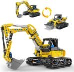 Xbert 2-in-1 Excavator & Bulldozer Building Sets, City Construction Vehicle Playset, Digger Toy Building Kits for Boys, Engineering STEM Toys Gift for Birthday