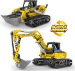 Xbert 2-in-1 Excavator & Bulldozer Building Sets, City Construction Vehicle Playset, Digger Toy Building Kits for Boys, Engineering STEM Toys Gift for Birthday - Image 2