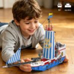 Xbert Pirate Ship Building Set, Sailboat Model Toy with Cannons, Anchor and Sails, Nautical Adventure Boat Building Blocks Kit for Kids, Ideal Gift for Boys and Girls, Ages 6+ - Image 2