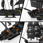 Xbert Pirate Ship Building Set - Black Pearl Ship Model with Display Stand, Desktop Decor Collectible for Men, Adult, Ship Building Blocks Toys for Display - Image 3