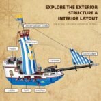 Xbert Pirate Ship Building Set, Sailboat Model Toy with Cannons, Anchor and Sails, Nautical Adventure Boat Building Blocks Kit for Kids, Ideal Gift for Boys and Girls, Ages 6+ - Image 5